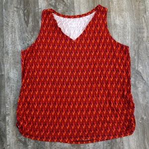 Lane Bryant red abstract print athletic v-neck tank top size 22-24